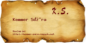 Kemmer Sára névjegykártya